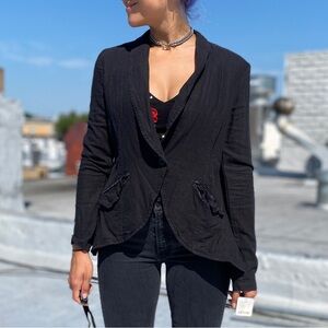Free People Black Linen Blazer